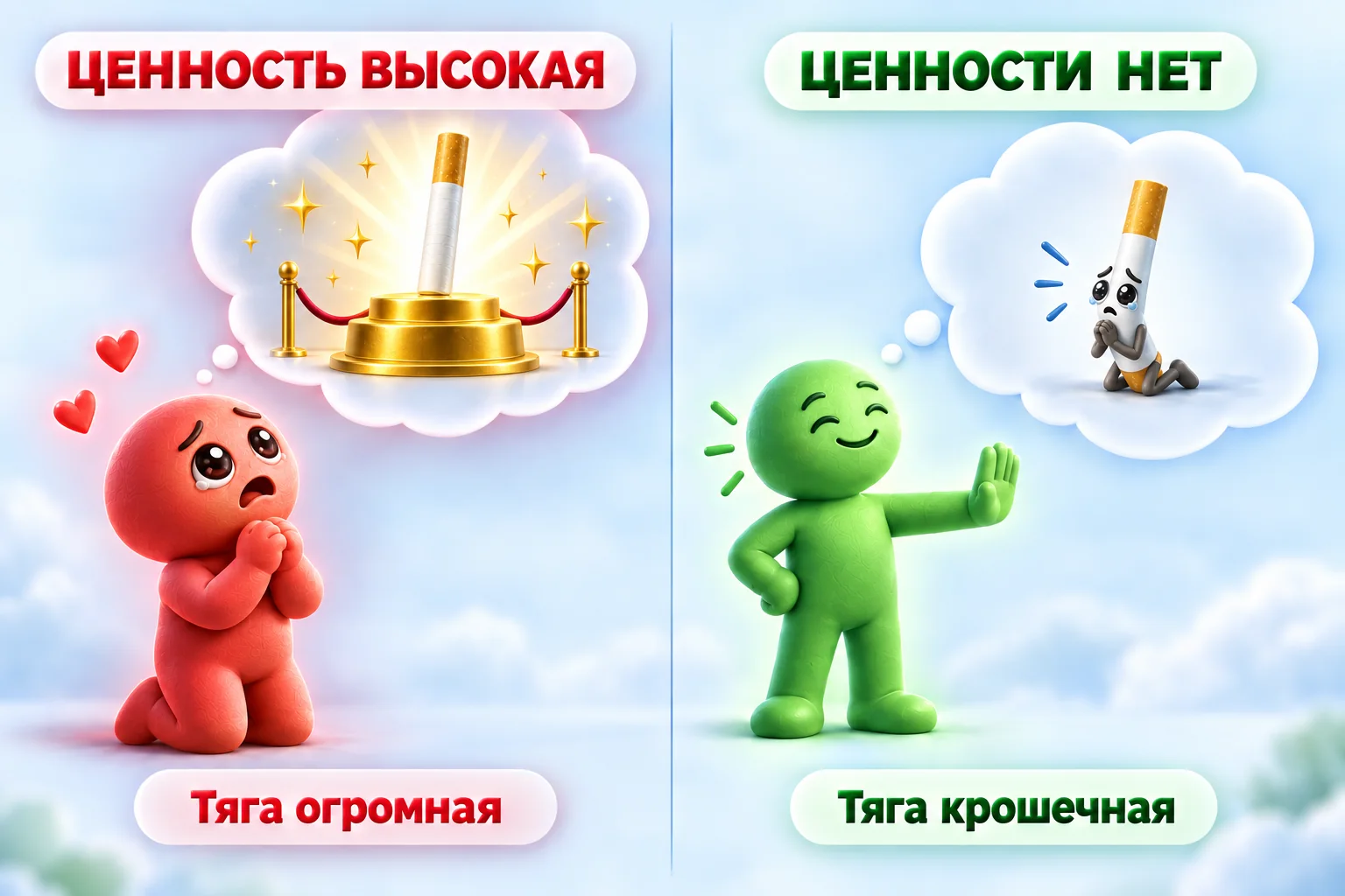 Размер тяги зависит от ценности сигареты: на пьедестале или отвергнутая