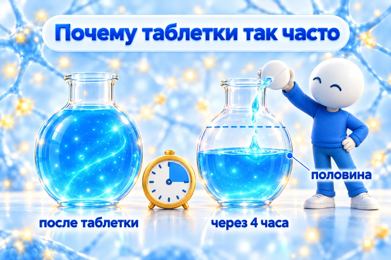 Почему табекс пьют каждые 2 часа: через 4 часа цитизина в крови остаётся половина