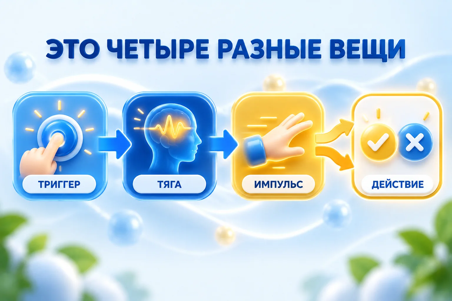 Схема цепочки: триггер, тяга, импульс, действие при желании закурить