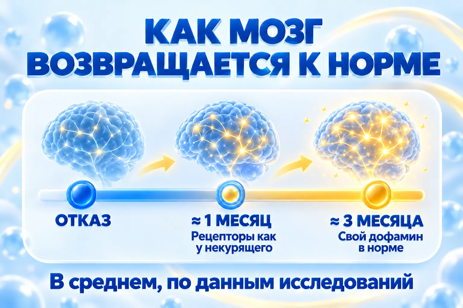 Как мозг возвращается к норме после отказа от курения: рецепторы около месяца, дофамин около 3 месяцев